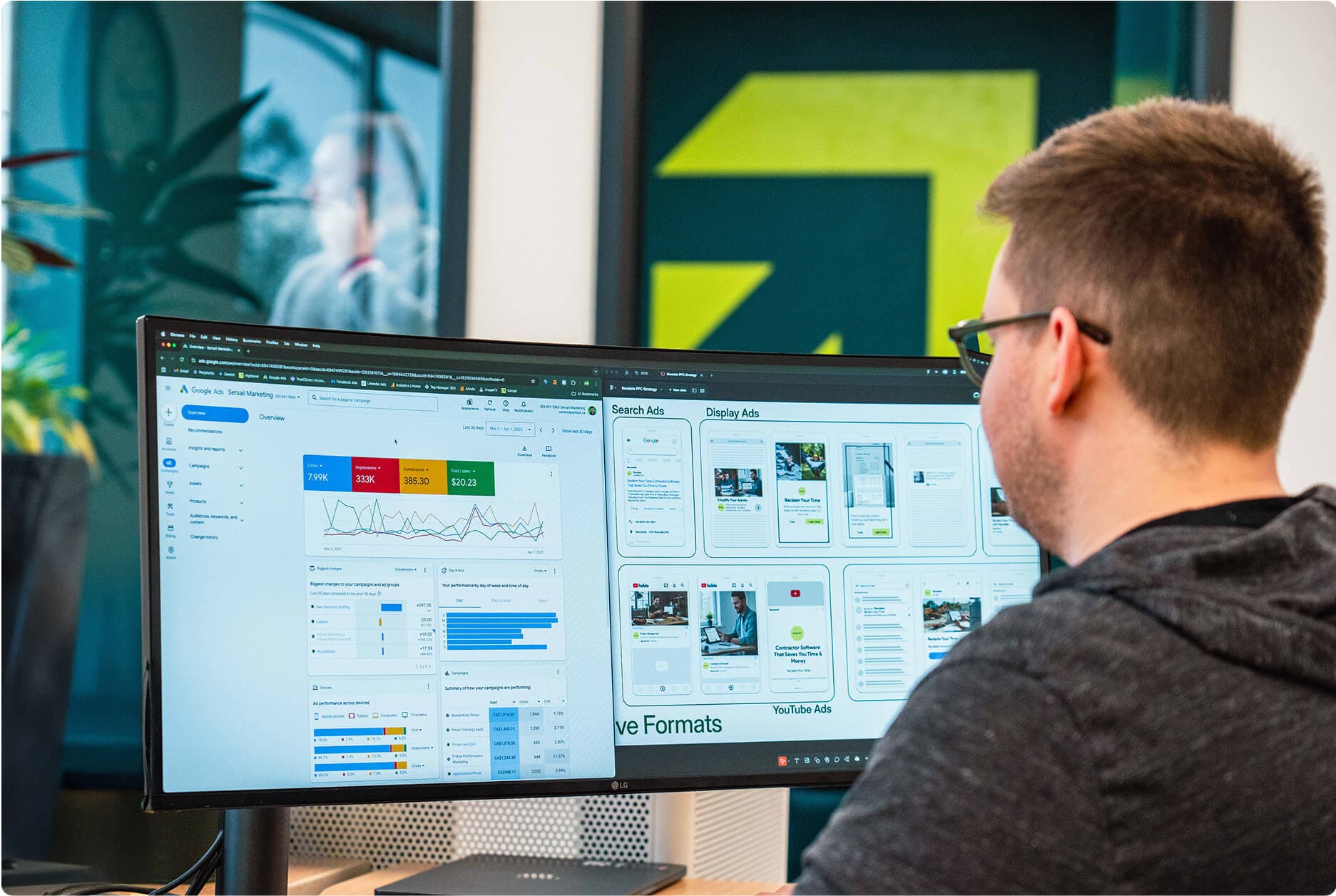 Digital marketing strategist analyzing PPC campaign performance